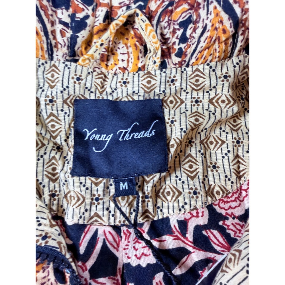 Young Thread Boho Patchwork‎ Quilted Vest – Cotton Zip Front Cottagecore Size M - Picture 5 of 11